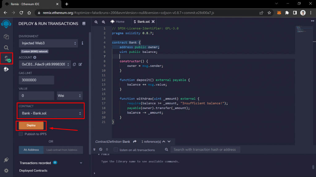 Deploy Smart Contract on EVM based Shardeum testnet